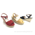 Frauen offene Spitzenschnalle Espadrille Sandalen offen